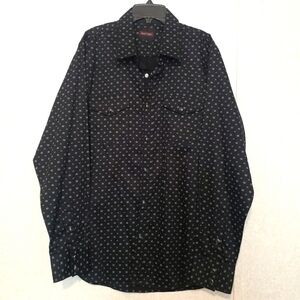 MONTERO..LONG SLEEVE BUTTON UP SHIRT...SIZE:L COLOR:BLACK-GRAY